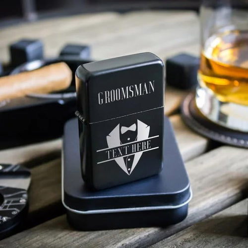 Custom Lighter, Personalized Monogram Lighters, Engraved Black Lighter with Case, Customized Lighters, Groomsmen Gifts, Gift for Men, Customizable Cigarette Lighter