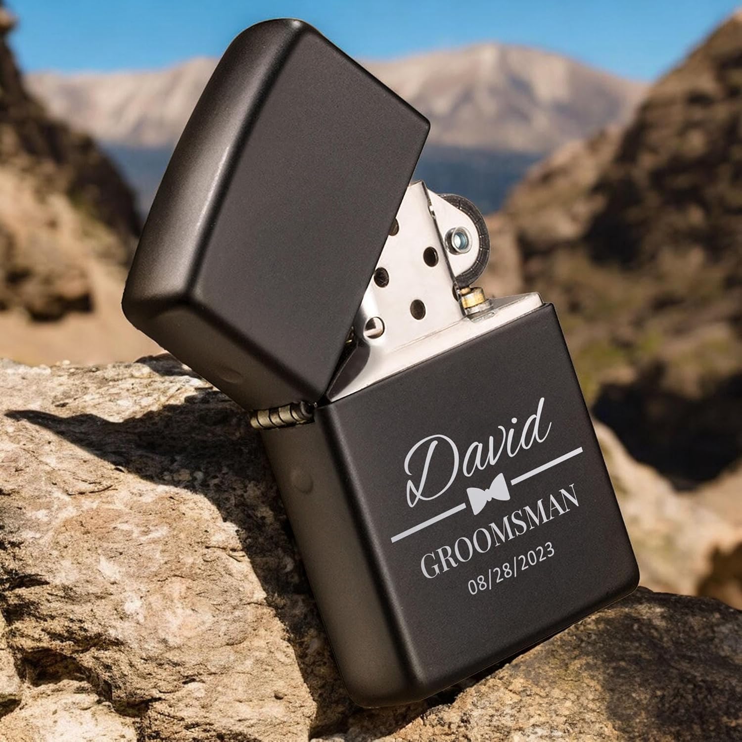 Custom Lighter, Personalized Monogram Lighters, Engraved Black Lighter with Case, Customized Lighters, Groomsmen Gifts, Gift for Men, Customizable Cigarette Lighter